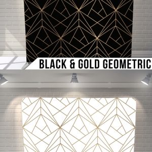 PB Backdrop - Black & Gold Geometric/Gold Geometric (7.6x7.6)