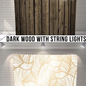 PB Backdrop - Dark Wood With String Lights/Golden Leaves (7.6x7.6)