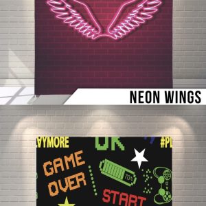PB Backdrop - Neon Wings/Gamer Life (7.6x7.6)