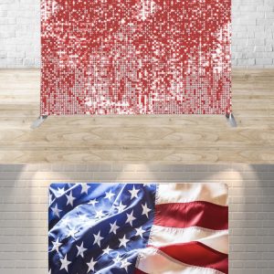 PB Backdrop - Rose Red Sequin/Home Of The Brave (7.6x7.6)